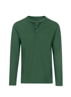 Trigema Longsleeve Langarmshirt mit Knopfleiste grn (efeu)
