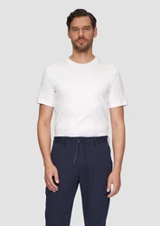 s.Oliver BLACK LABEL Kurzarmshirt Slim Fit Weiß/Creme