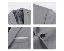 Allthemen Anzug Slim Fit Business Herrenanzug Grau/Hellgrau