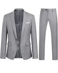 Allthemen Anzug Slim Fit Business Herrenanzug Grau/Hellgrau