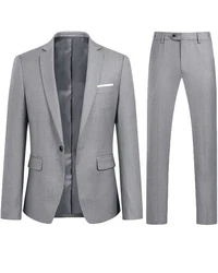 Allthemen Anzug Slim Fit Business Herrenanzug Grau/Hellgrau