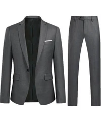 Allthemen Anzug Slim Fit Business Herrenanzug Dunkelgrau/Grau/Hellgrau