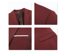 Allthemen Anzugsakko klassisches Design Rot/Dunkelrot/Bordeaux