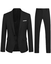 Allthemen Anzug Slim Fit Business Herrenanzug Schwarz/Dunkelgrau/Rot/Braun/Hellblau/Grau/Dunkelblau