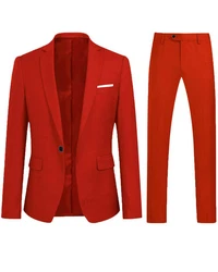 Allthemen Anzug Slim Fit Business Herrenanzug Rot