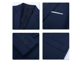 Allthemen Anzug Slim Fit Business Herrenanzug Dunkelblau