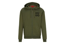 HUGO Sweatjacke Spray Logo Jacket Dunkelgrün/Grün