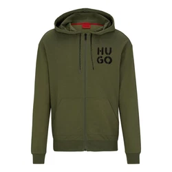 HUGO Sweatjacke Spray Logo Jacket Dunkelgrün/Grün