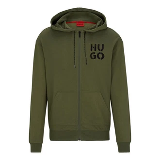 HUGO Sweatjacke Spray Logo Jacket Dunkelgrün/Grün