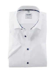 OLYMP Kurzarmhemd Level Five Businesshemd Body Fit Blau/Weiß/Dunkelblau/Creme/Hellblau
