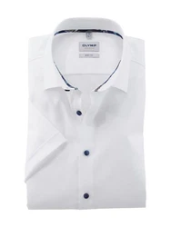 OLYMP Kurzarmhemd Level Five Businesshemd Body Fit Blau/Weiß/Dunkelblau/Creme/Hellblau