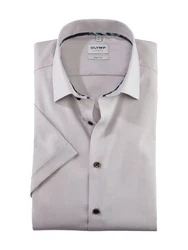 OLYMP Kurzarmhemd Level Five Businesshemd Body Fit Braun/Lila/Beige/Hellblau/Silber/Grau