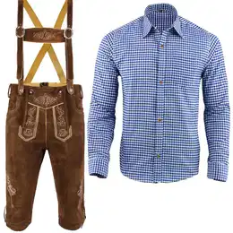 Trachtenlederhose Herren Trachtenlederhose 2 Teiliges Trachtenset Trachten Set LE1BRM