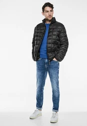 STREET ONE MEN Steppjacke mit Stehkragen Schwarz/Dunkelgrau/Grau/Gelb