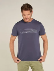 Icebreaker T-Shirt M Mer Core SS Tee Ski Stripes GRAPHIT