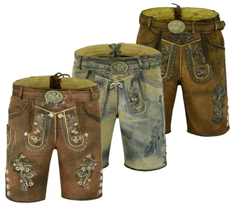 Myooka Trachtenlederhose Herren Kurz mit Gürtel