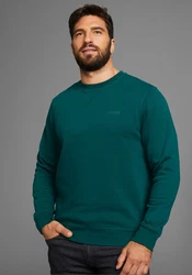 Man's World Sweatshirt Basic-Stil Rundhalsausschnitt Dunkelgrün/Grün/Türkis