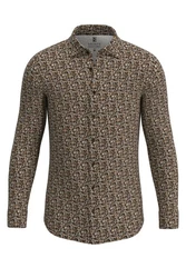 Desoto Langarmhemd Kent Beige/Braun/Khaki