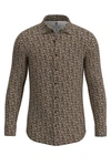 Desoto Langarmhemd Kent Beige/Braun/Khaki