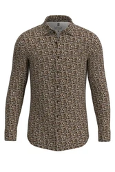 Desoto Langarmhemd Kent Beige/Braun/Khaki