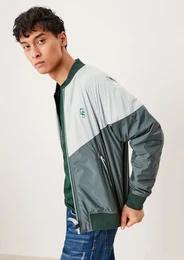 Allwetterjacke Bomberjacke mit Colourblocking Label-Patch