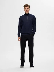 SELECTED HOMME Sweatshirt SLHEMANUEL SOFT ZIP HIGH NECK SWEAT NOOS Dunkelblau/Blau