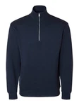SELECTED HOMME Sweatshirt SLHEMANUEL SOFT ZIP HIGH NECK SWEAT NOOS Dunkelblau/Blau