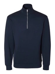 SELECTED HOMME Sweatshirt SLHEMANUEL SOFT ZIP HIGH NECK SWEAT NOOS Dunkelblau/Blau