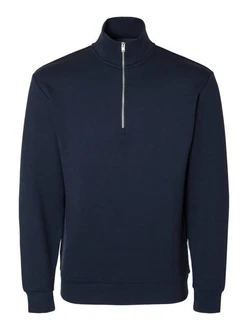 SELECTED HOMME Sweatshirt SLHEMANUEL SOFT ZIP HIGH NECK SWEAT NOOS Dunkelblau/Blau