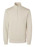 SELECTED HOMME Sweatshirt SLHEMANUEL SOFT ZIP HIGH NECK SWEAT NOOS Khaki/Braun/Beige