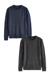 Next Rundhalspullover 2er-Pack Dunkelblau/Grau