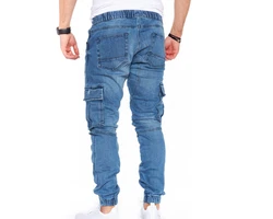 Styleko Chinohose Cargohose Jeans Dunkelblau/Weiß/Blau