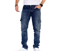 Styleko Chinohose Cargohose Jeans Hellblau/Blau