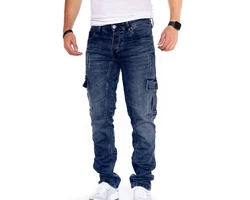 Styleko Chinohose Cargohose Jeans Hellblau/Blau