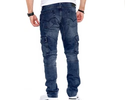 Styleko Chinohose Cargohose Jeans Hellblau/Blau