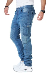 Styleko Herren Cargohose 8013 Hellblau/Blau