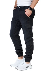 Styleko Herren Cargohose 8013 Blau/Dunkelblau/Schwarz