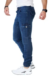 Styleko Cargohose 8014 Herren Cargo Jeans Hose Dunkelblau/Blau