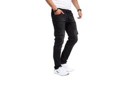 Styleko Herren Cargo Jeans Hose Stretch 8003 Schwarz