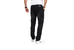 Styleko Herren Cargo Jeans Hose Stretch 8003 Schwarz
