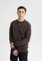 MELA Cardigan Herren Strick Jacke SHAMIAL Dunkelbraun/Dunkelrot/Braun/Grau