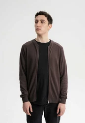 MELA Cardigan Herren Strick Jacke SHAMIAL Dunkelbraun/Dunkelrot/Braun/Grau