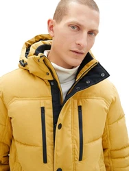 TOM TAILOR Outdoorjacke Anorak Pufferjacke mit abnehmbarer Kapuze Gelb