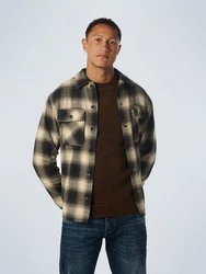 NO EXCESS Rundhalspullover Overshirt Button Closure Check Braun/Hellblau/Beige/Rot