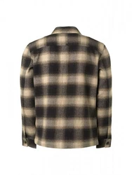NO EXCESS Rundhalspullover Overshirt Button Closure Check Braun/Hellblau/Beige/Rot