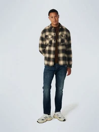 Rundhalspullover Overshirt Button Closure Check