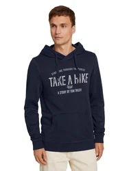 TOM TAILOR Rundhalspullover Hoodie mit Print Blau/Hellblau