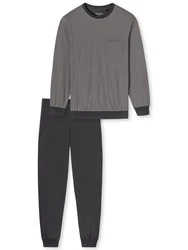 Schiesser Pyjama Comfort Essentials Dunkelgrau/Grau/Hellgrau/Khaki/Braun