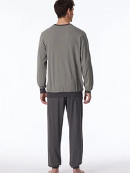 Schiesser Pyjama Comfort Essentials Dunkelgrau/Grau/Hellgrau/Khaki/Braun