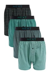 Next Loose-Fit Boxershorts aus Baumwolle (4-St) Türkis/Grün/Dunkelgrün